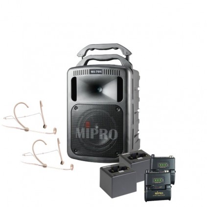 Mipro MA-708PA + Mipro MRM-58 x 2 + Mipro ACT-58TC x 2+ Mipro MU-53HNS x 2 + Mipro MP-8 lader x 2
